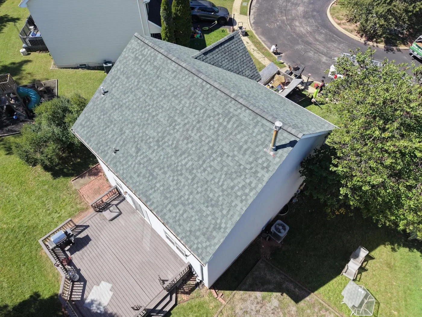 Light gray roof seen from an aerial angle