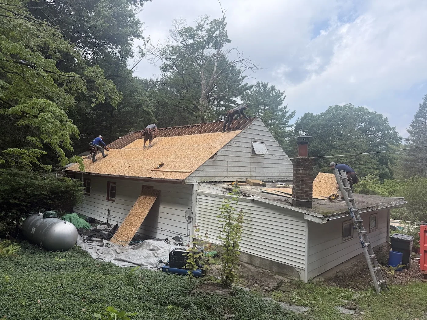 New roof decking on a home
