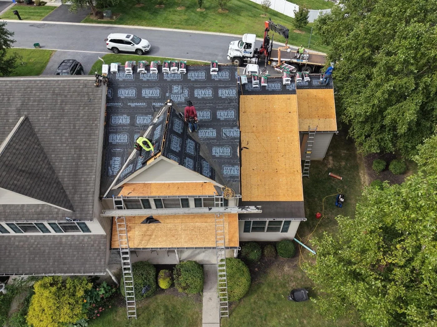 Porch roof framing seen from above