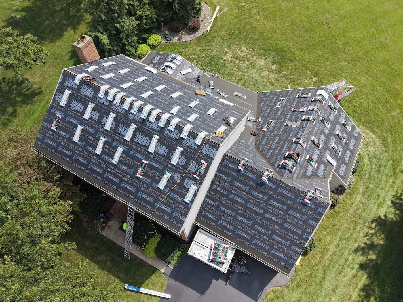 Roof underlayment on a home with a front gable