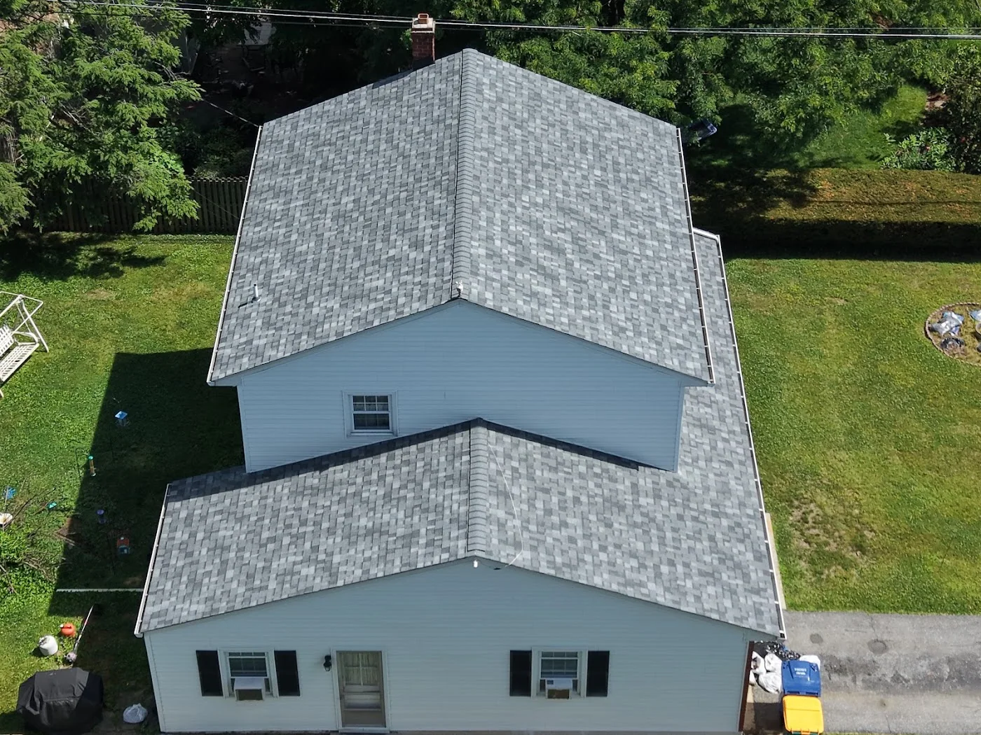 Gray-roofed house seen from the rear