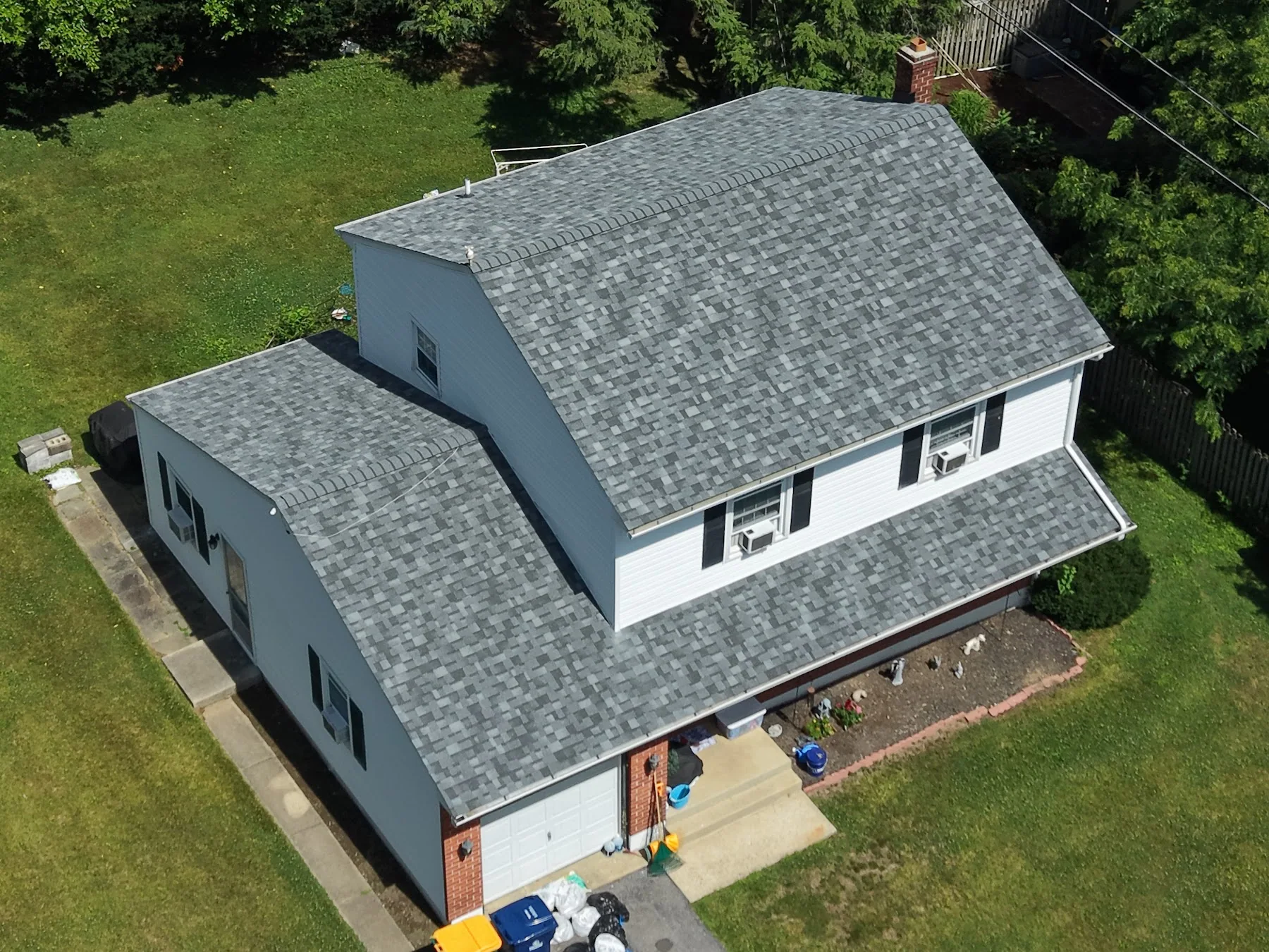 Gray shingle roof photographed from above