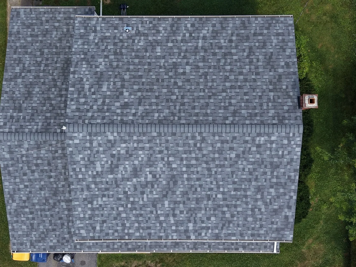 Gray shingle roof seen directly from above
