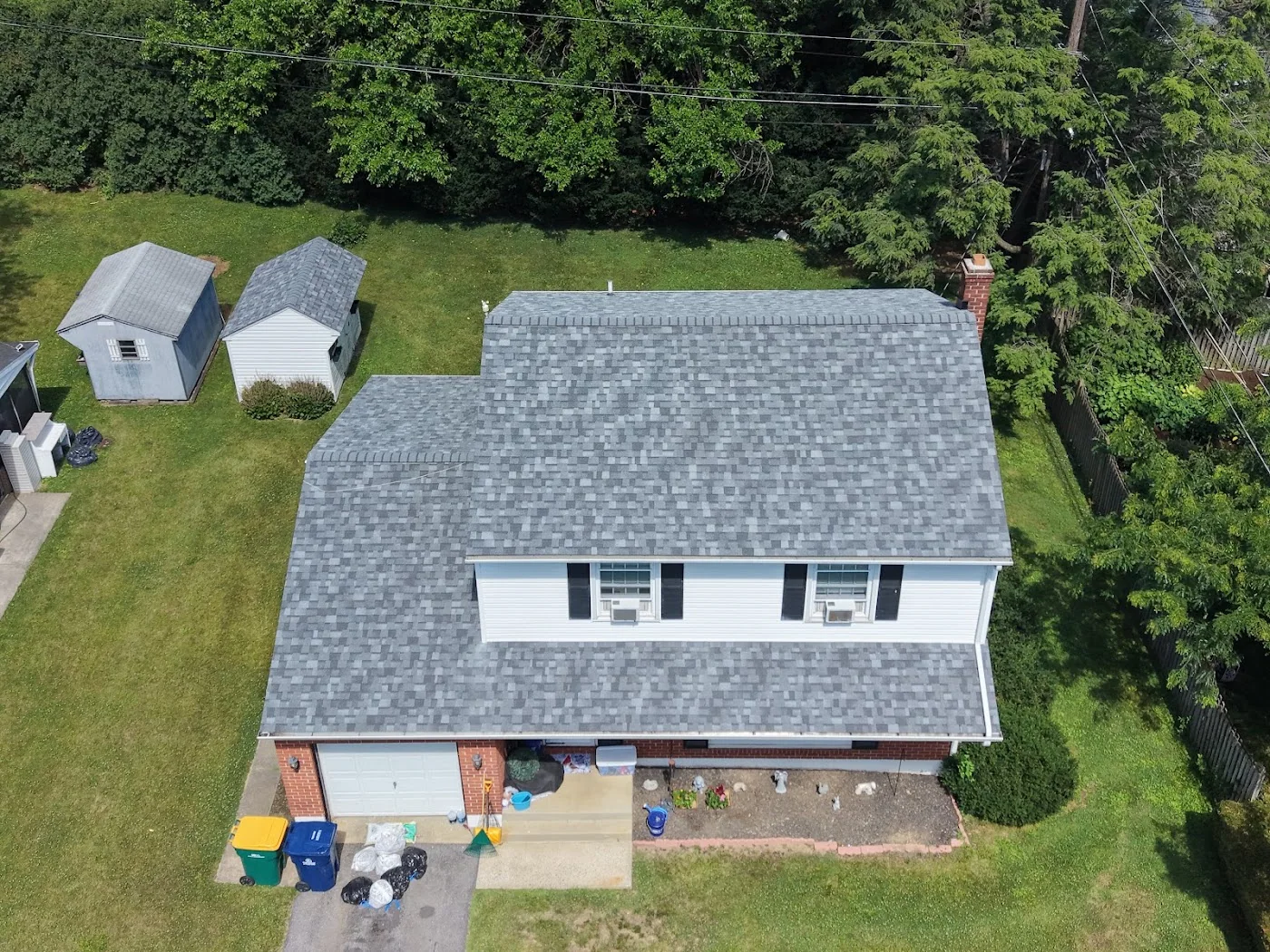 Gray-roofed home seen from the front